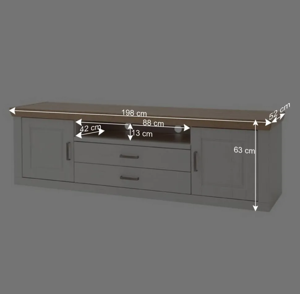 Landhaus TV Element in Weiß & Eichefarben - Samula