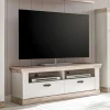 Landhaus TV Element in Weiß & Pinie Shabby Nedita mit 2 Schubladen