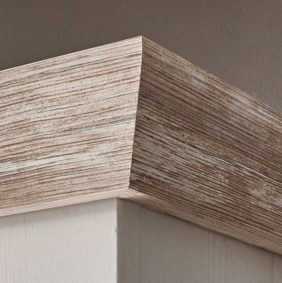 Landhaus TV Element in Weiß & Pinie Shabby Nedita mit 2 Schubladen