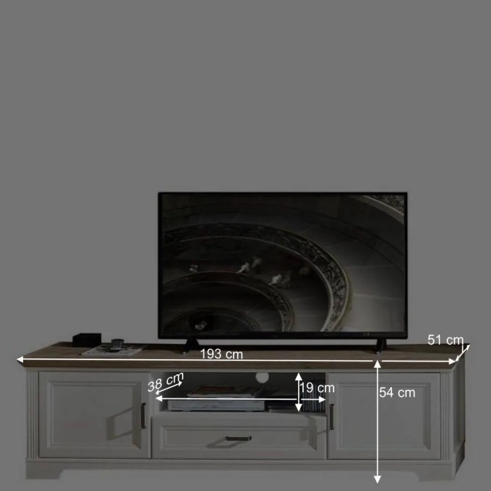 Landhaus TV Lowboard & Wandregal Set - Sinolita (zweiteilig)