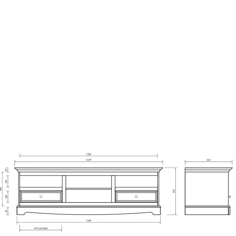 Landhaus TV Lowboard in Grau und Eiche - Witenga