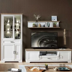 Landhaus TV Wohnkombination mit LED - Sinolita (dreiteilig)