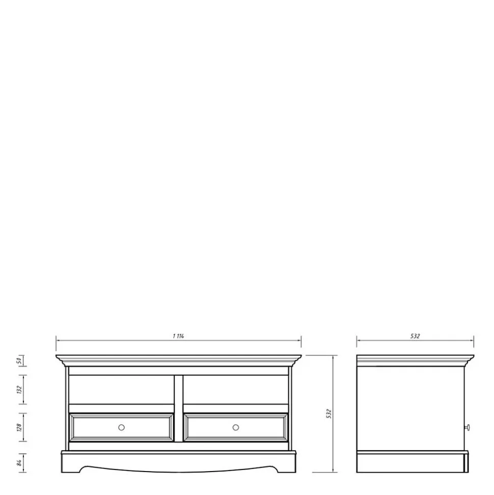 Landhaus TV-Board lackiert in Weiß - Indico