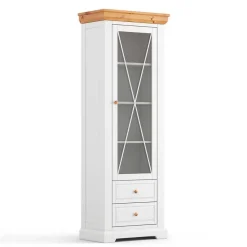 Landhaus Vitrine in Weiß & Kiefer Natur - Saluts