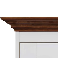 Landhaus Vitrine in Weiß mit Nussbaum Braun - Manipur