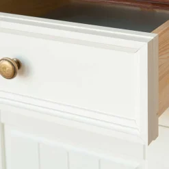 Landhaus Vitrine in Weiß mit Nussbaum Braun - Manipur