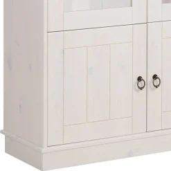 Landhaus Vitrine in Weiß und Kiefer Honig - Zentra