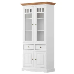 Landhaus Vitrine in Weiß und Eiche - Bordona