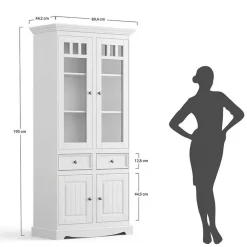 Landhaus Vitrine in Weiß und Eiche - Bordona