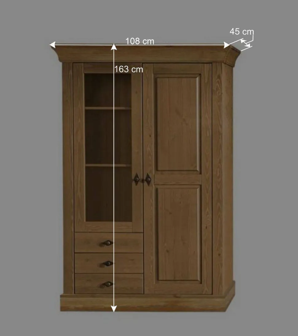 Landhaus Vitrine Piatra in Kiefer Natur gelaugt