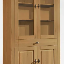 Landhaus Vitrinenschrank in Kiefer Lauge & Grau - Eshelas