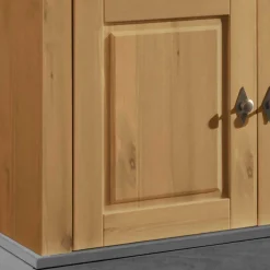 Landhaus Vitrinenschrank in Kiefer Lauge & Grau - Eshelas