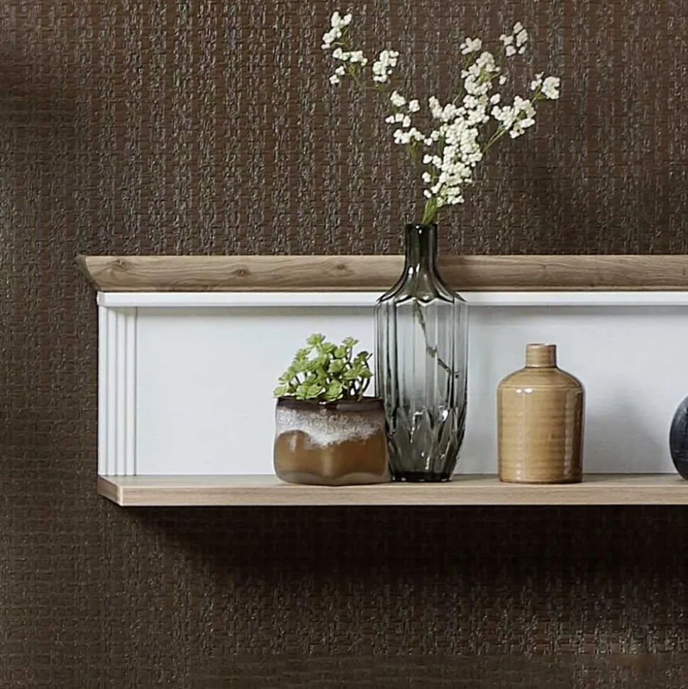 Landhaus Wandregal in Weiß & Eiche - Sinolita