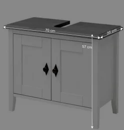 Landhaus Waschtischunterschrank in Weiß & Grau - Mirandesca