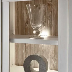 Landhaus Wohnmöbel Kombination Nedita in Weiß (vierteilig)