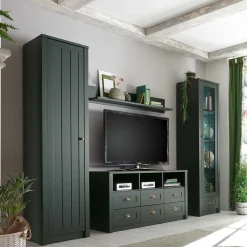 Landhaus Wohnwand in Dunkelgrün - Niestov (vierteilig)