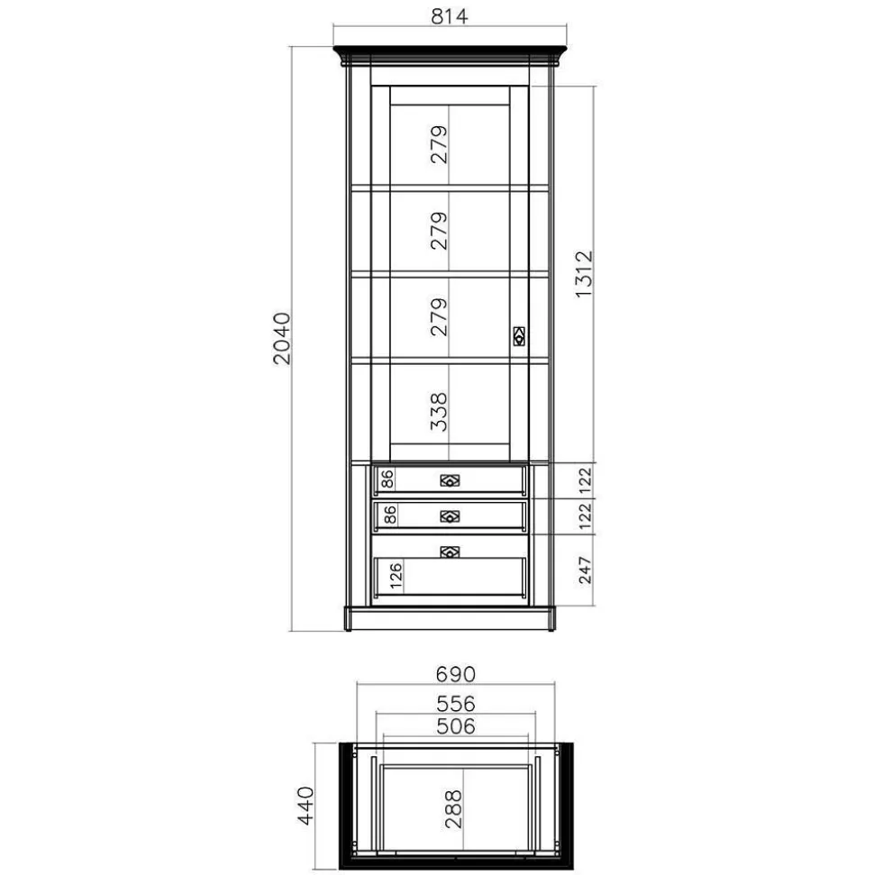 Landhaus Wohnzimmer Anbauwand Set - Diatara (vierteilig)