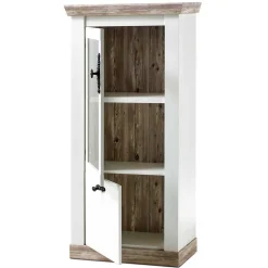 Landhaus Wohnzimmer Möbel Set Nedita in Weiß & Pinie (vierteilig)