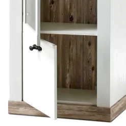 Landhaus Wohnzimmer Möbel Set Nedita in Weiß & Pinie (vierteilig)