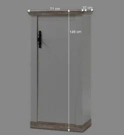 Landhaus Wohnzimmer Möbel Set Nedita in Weiß & Pinie (vierteilig)