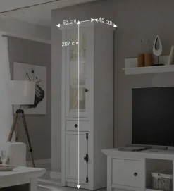 Landhaus Wohnzimmer Möbel in Weiß - Chelles (vierteilig)