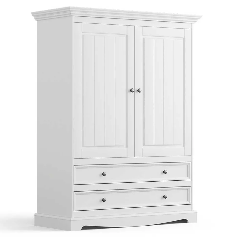 Landhaus Wäscheschrank in Weiß lackiert - Indico