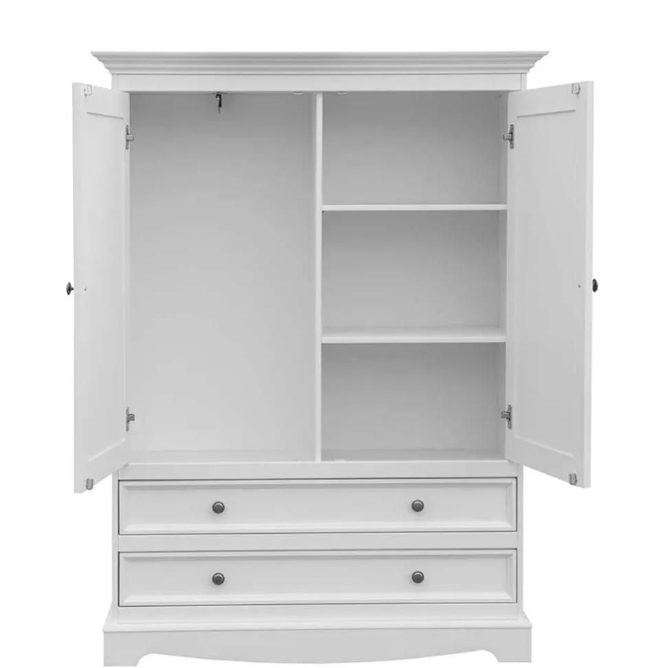 Landhaus Wäscheschrank in Weiß lackiert - Indico