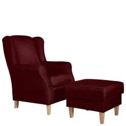 Landhaus-Ohrensessel in Rot und Buche - Lacaza