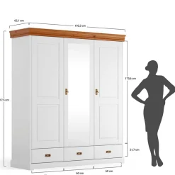 Landhausschrank in Weiß mit Kiefer - Varicano