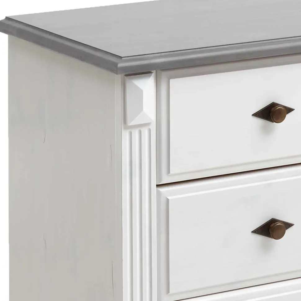 Landhausstil Kommode in Weiß & Grau - Caneon