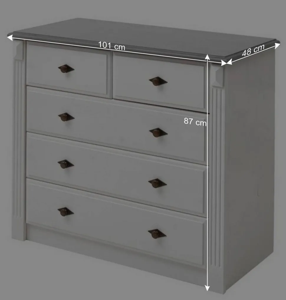 Landhausstil Kommode in Weiß & Grau - Caneon