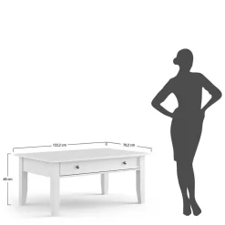 Landhaus-Wohnzimmertisch in Weiß mit Eiche - Bordona