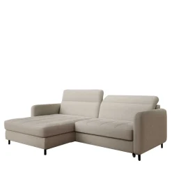 L-Design Bettsofa in Taupe Stoffbezug - Gravanti