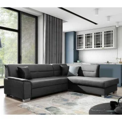 L-Design Funktionscouch in Dunkelgrau - Silecta