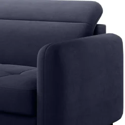 L-Design Schlafsofa in Dunkelblau Samt - Kingston
