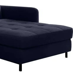 L-Design Schlafsofa in Dunkelblau Samt - Kingston