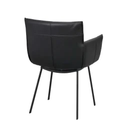 Leder Armlehnenstuhl in Schwarz - Iliandro (2er Set)