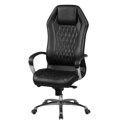 Leder Bürostuhl mit hoher Lehne in Schwarz - Posadas