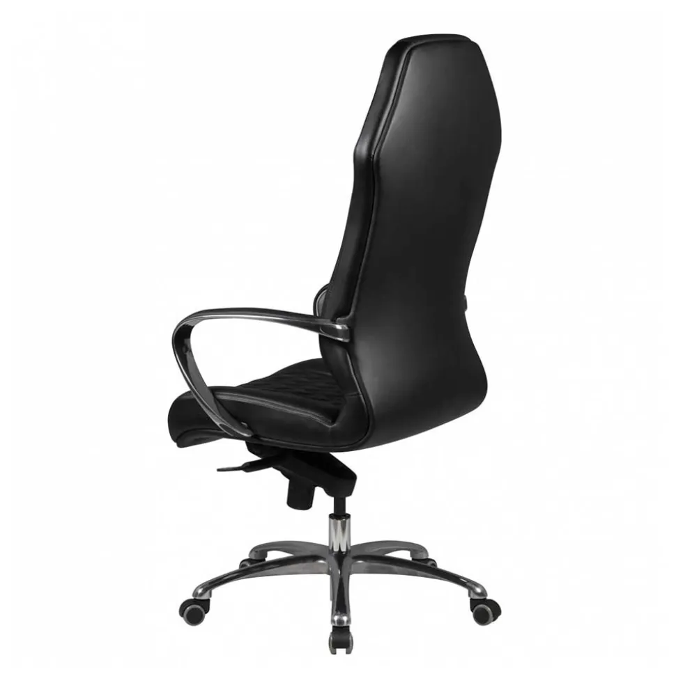 Leder Bürostuhl mit hoher Lehne in Schwarz - Posadas