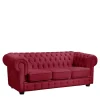 Leder Dreisitzer in Rot - Chesterfield Style - Geoloro