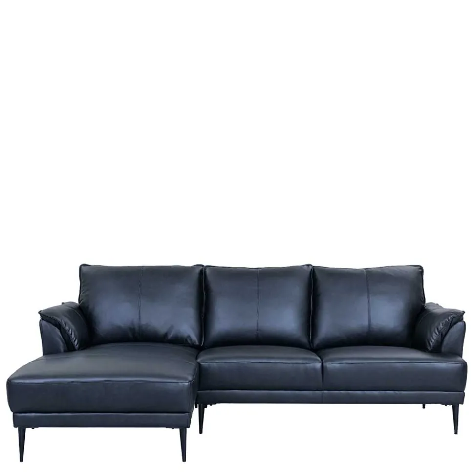 Leder Ecksofa in Schwarz - Lagon