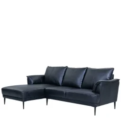 Leder Ecksofa in Schwarz - Lagon