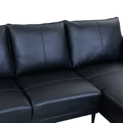 Leder Ecksofa in Schwarz - Lagon