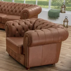 Leder Polstersessel im Chesterfield Look - Gonron