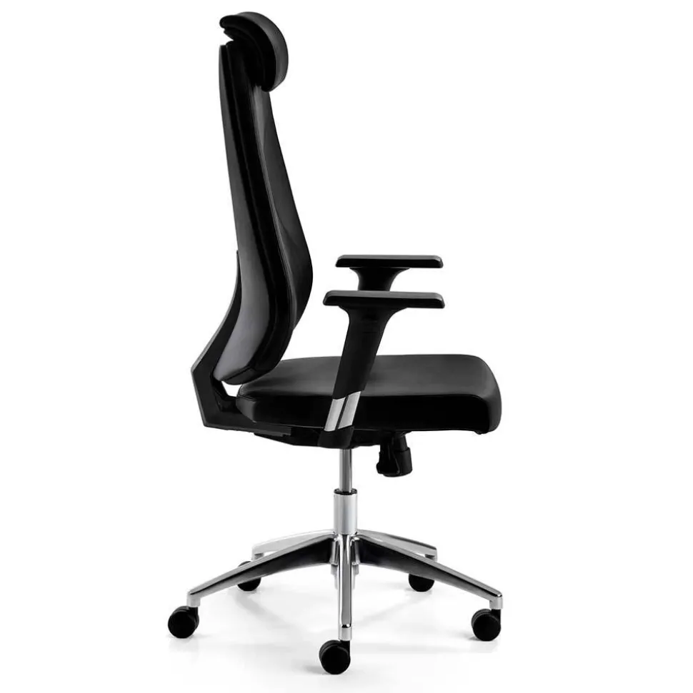 Leder Schreibtischstuhl in Schwarz - Bostaoro