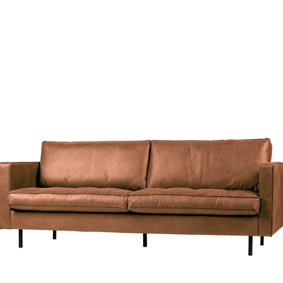 Leder 3-Sitzer Couch in Braun Cognac - Eterna
