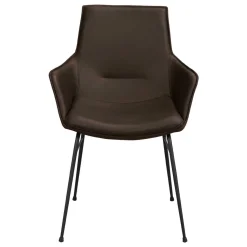 Lederstuhl mit Armlehnen in Braun - Unkorian (2er Set)