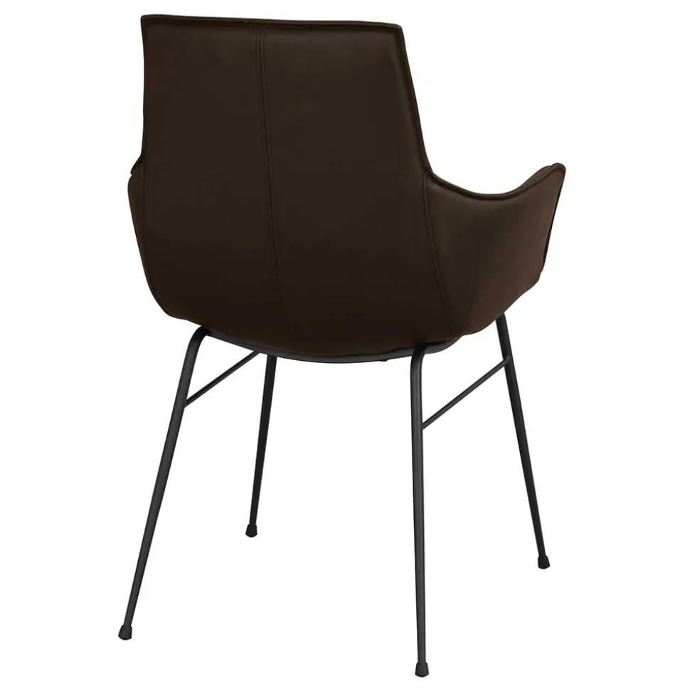 Lederstuhl mit Armlehnen in Braun - Unkorian (2er Set)