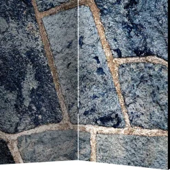 Leinwand Paravent in grauer Stein Mauer Optik - Tordino