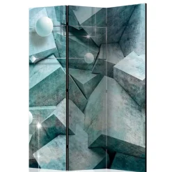 Leinwand Paravent in Grau & Blau bedruckt - Hodossa